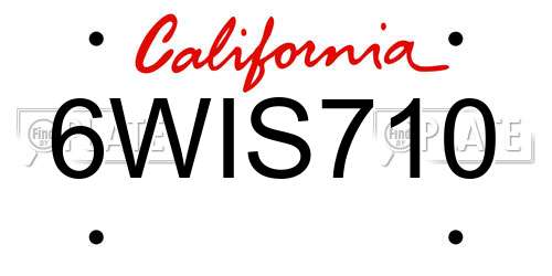 6WIS710 California License Plate
