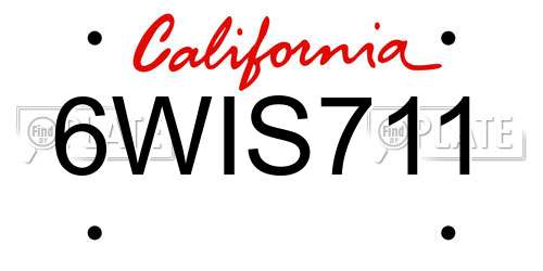 6WIS711 California License Plate