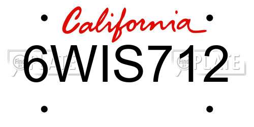 6WIS712 California License Plate
