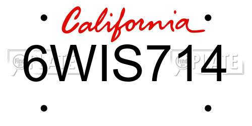 6WIS714 California License Plate