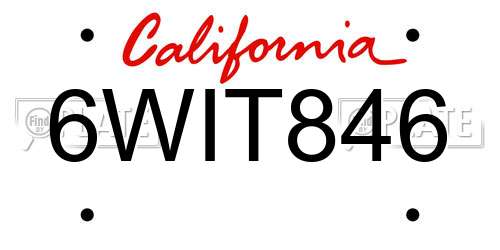 6WIT846 California License Plate