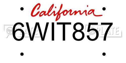 6WIT857 California License Plate