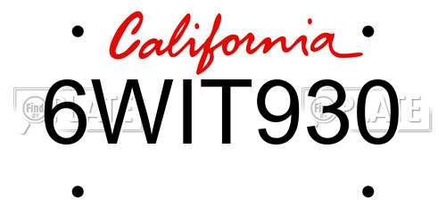 6WIT930 California License Plate