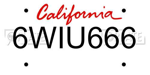 6WIU666 California License Plate