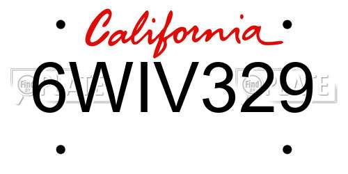 6WIV329 California License Plate