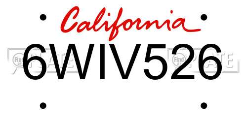6WIV526 California License Plate