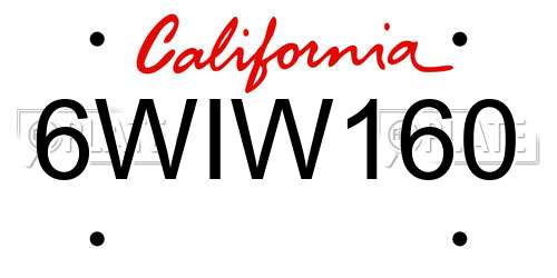 6WIW160 California License Plate