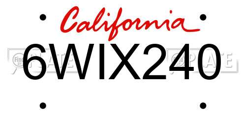 6WIX240 California License Plate