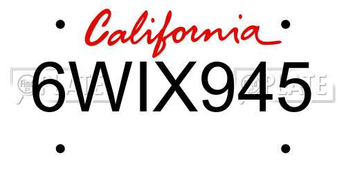 6WIX945 California License Plate