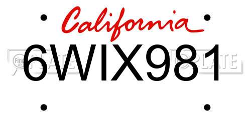 6WIX981 California License Plate