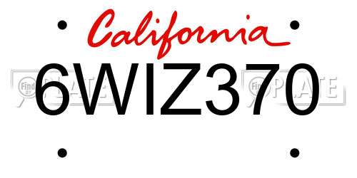 6WIZ370 California License Plate