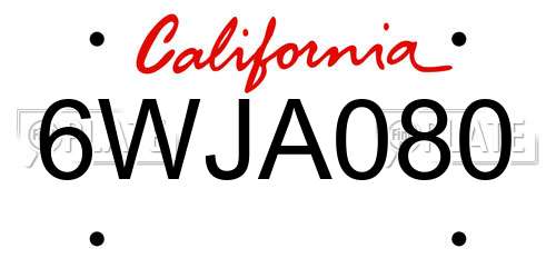 6WJA080 California License Plate