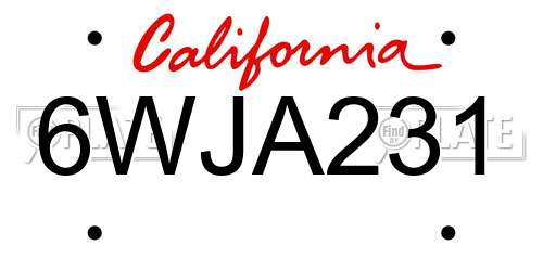 6WJA231 California License Plate