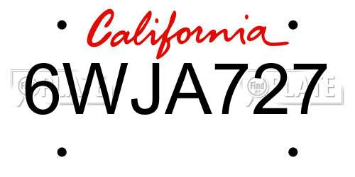 6WJA727 California License Plate