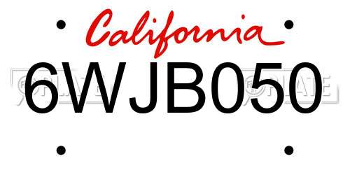 6WJB050 California License Plate