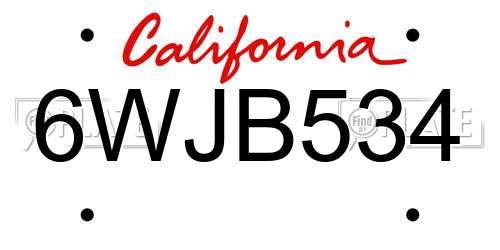 6WJB534 California License Plate