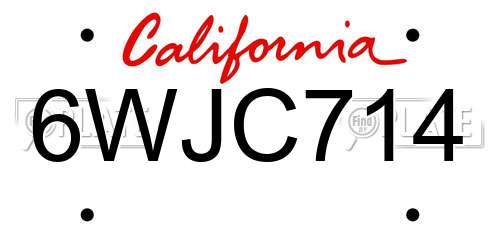 6WJC714 California License Plate