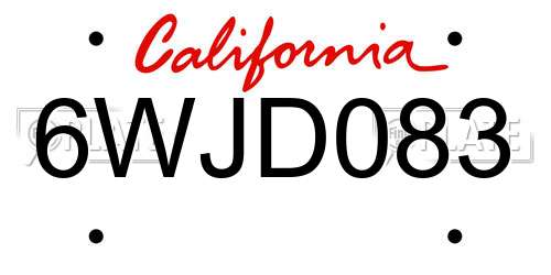 6WJD083 California License Plate