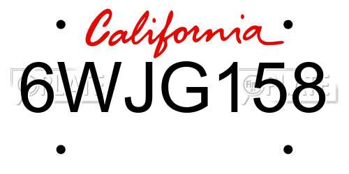 6WJG158 California License Plate