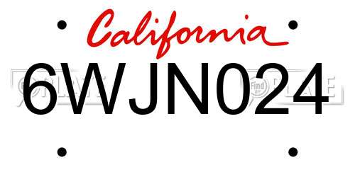 6WJN024 California License Plate