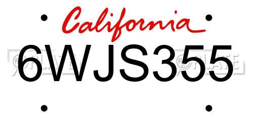 6WJS355 California License Plate