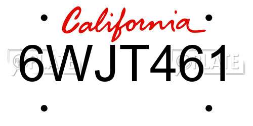 6WJT461 California License Plate