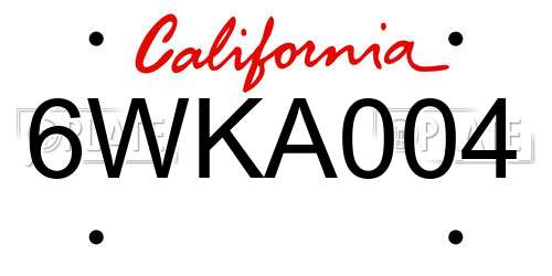 6WKA004 California License Plate
