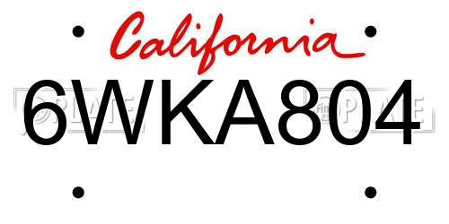 6WKA804 California License Plate