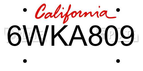 6WKA809 California License Plate
