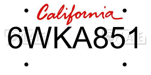 6WKA851 California License Plate