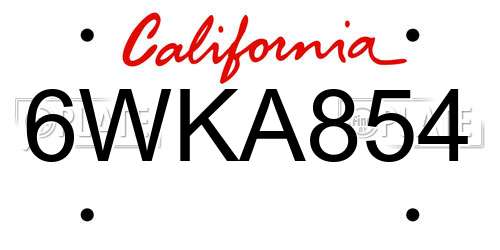 6WKA854 California License Plate