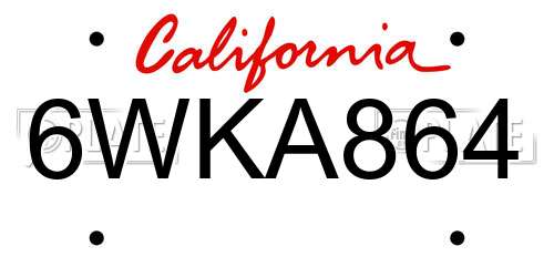6WKA864 California License Plate