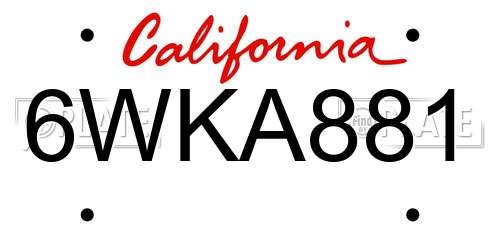 6WKA881 California License Plate