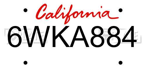 6WKA884 California License Plate
