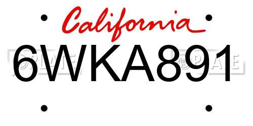 6WKA891 California License Plate