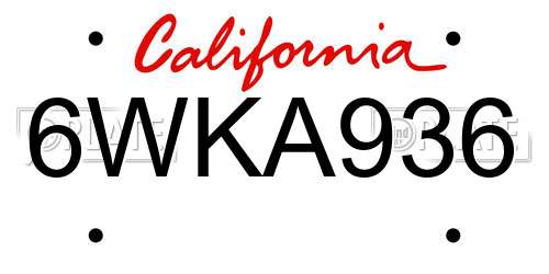 6WKA936 California License Plate