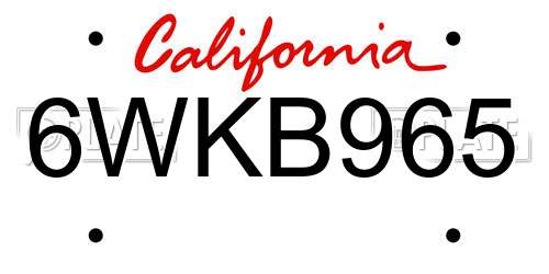 6WKB965 California License Plate