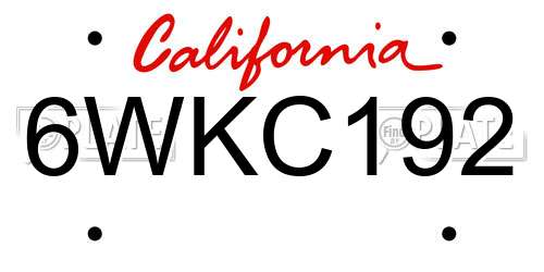 6WKC192 California License Plate
