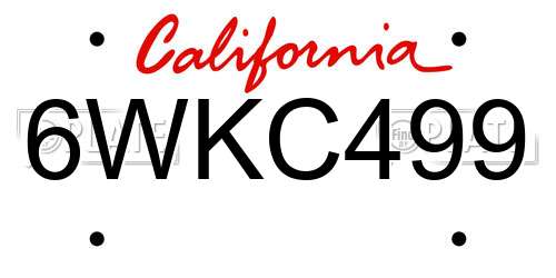 6WKC499 California License Plate