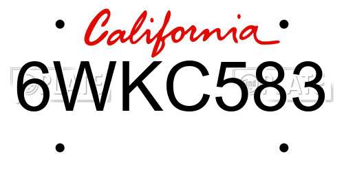 6WKC583 California License Plate