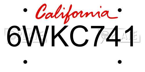 6WKC741 California License Plate
