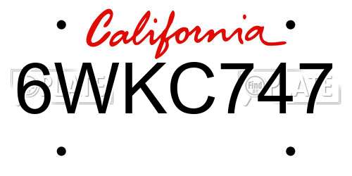 6WKC747 California License Plate