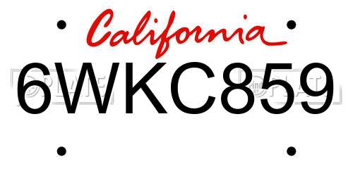 6WKC859 California License Plate
