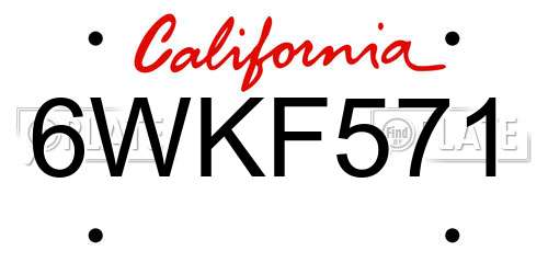 6WKF571 California License Plate