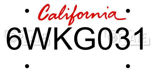 6WKG031 California License Plate