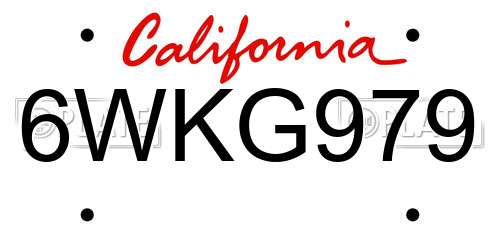 6WKG979 California License Plate