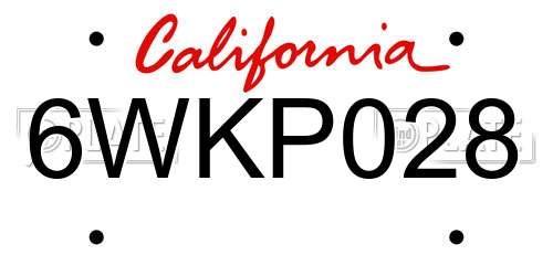 6WKP028 California License Plate