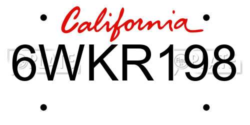 6WKR198 California License Plate
