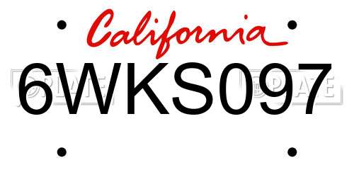 6WKS097 California License Plate