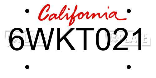 6WKT021 California License Plate
